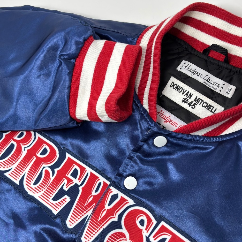 Donovan Mitchell #45 Brewster Academy Satin Varsity Jacket Headgear Classics 4XL